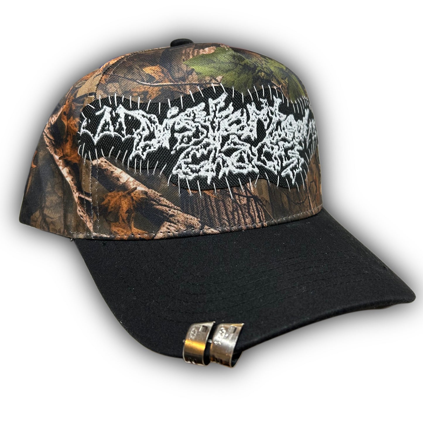 1-1 forest camo hat (black brim)
