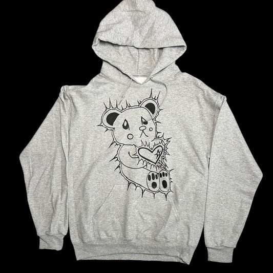 gray sad bear hoodie