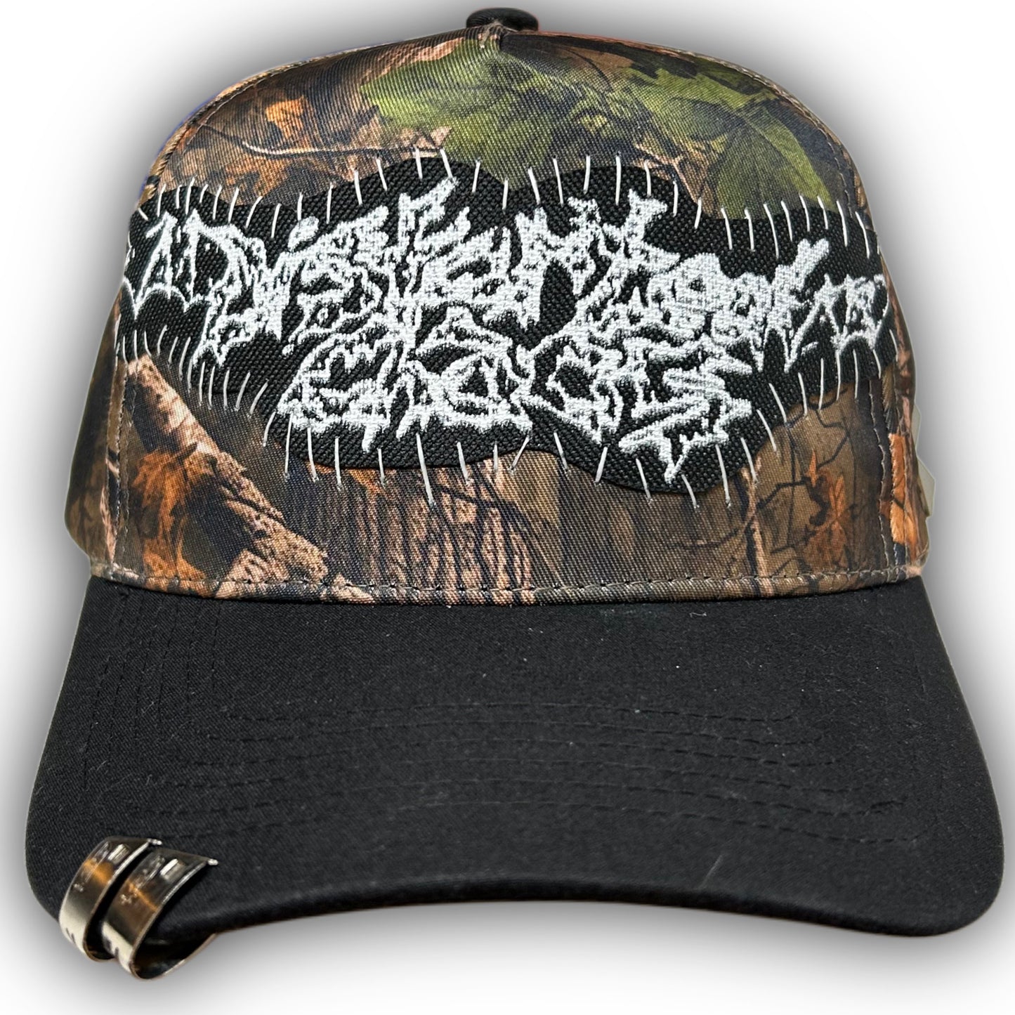 1-1 forest camo hat (black brim)