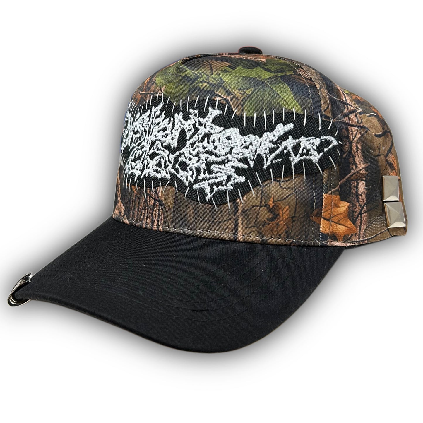 1-1 forest camo hat (black brim)