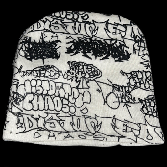 doubles sided graffiti beanie(white)