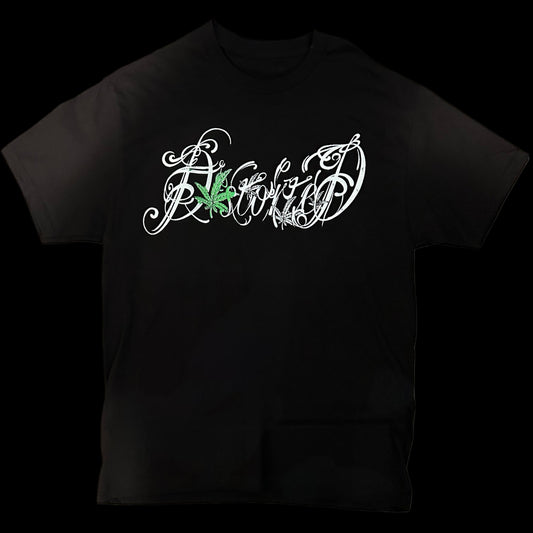 cursive weed tee
